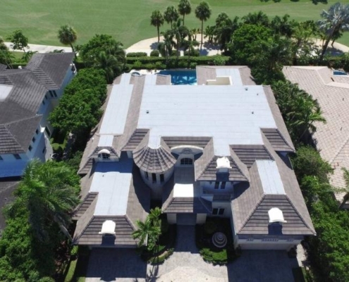 luxury home palm beach florida tile roof and flat toof