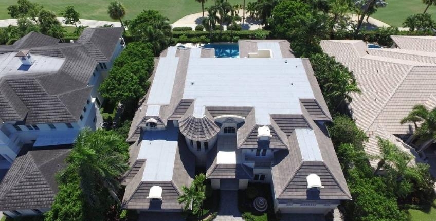 luxury home palm beach florida tile roof and flat toof