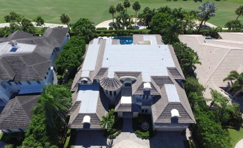 luxury home palm beach florida tile roof and flat toof